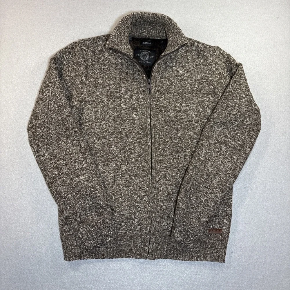 Buffalo David Bitton Mens Medium Cardigan Sweater Full Zip Soft Lined Jacket